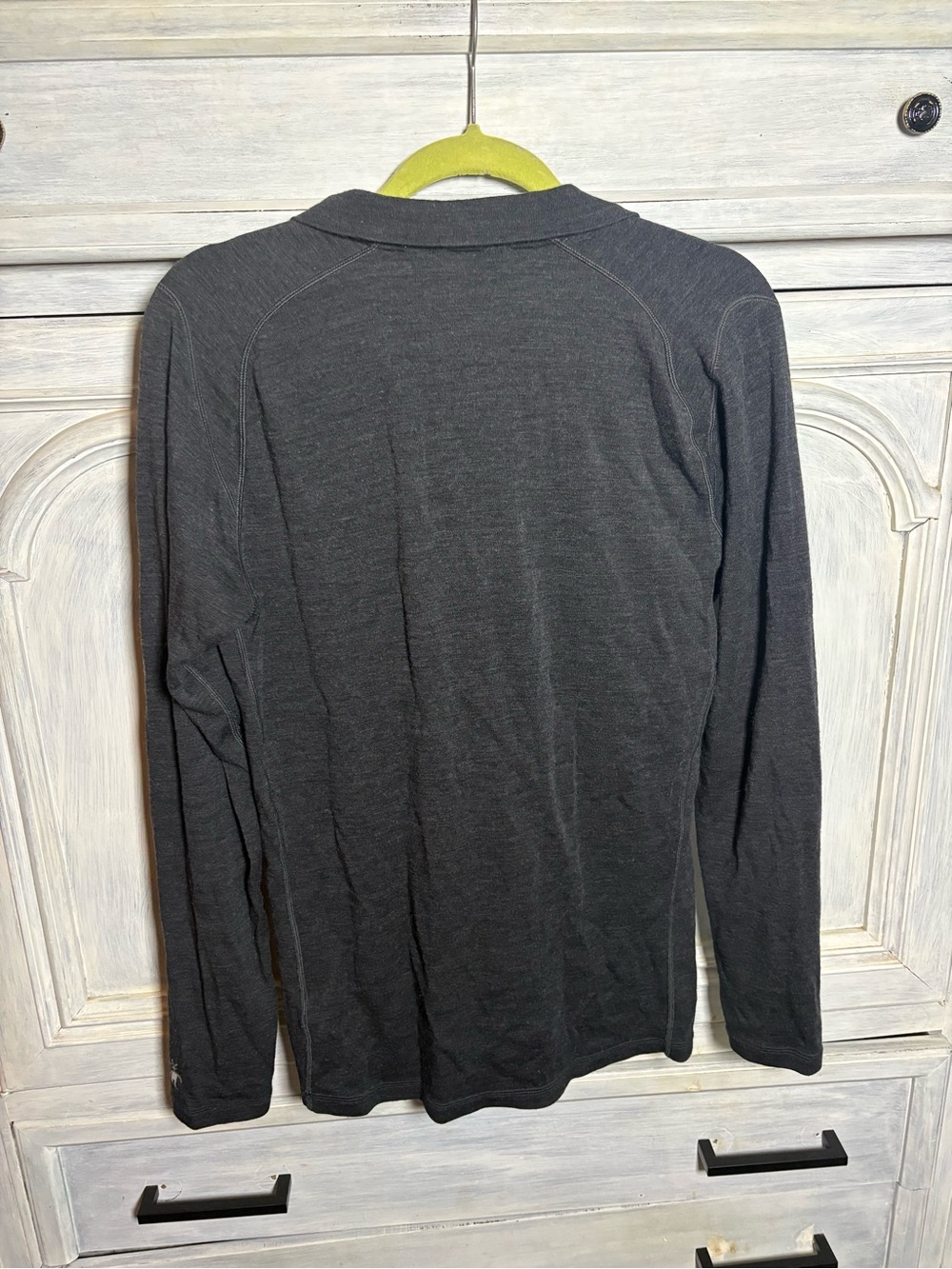 Men’s Smartwool Charcoal 1/4 Zip Merino Wool Base Layer Hiking Outdoors Thermal - Picture 6 of 8